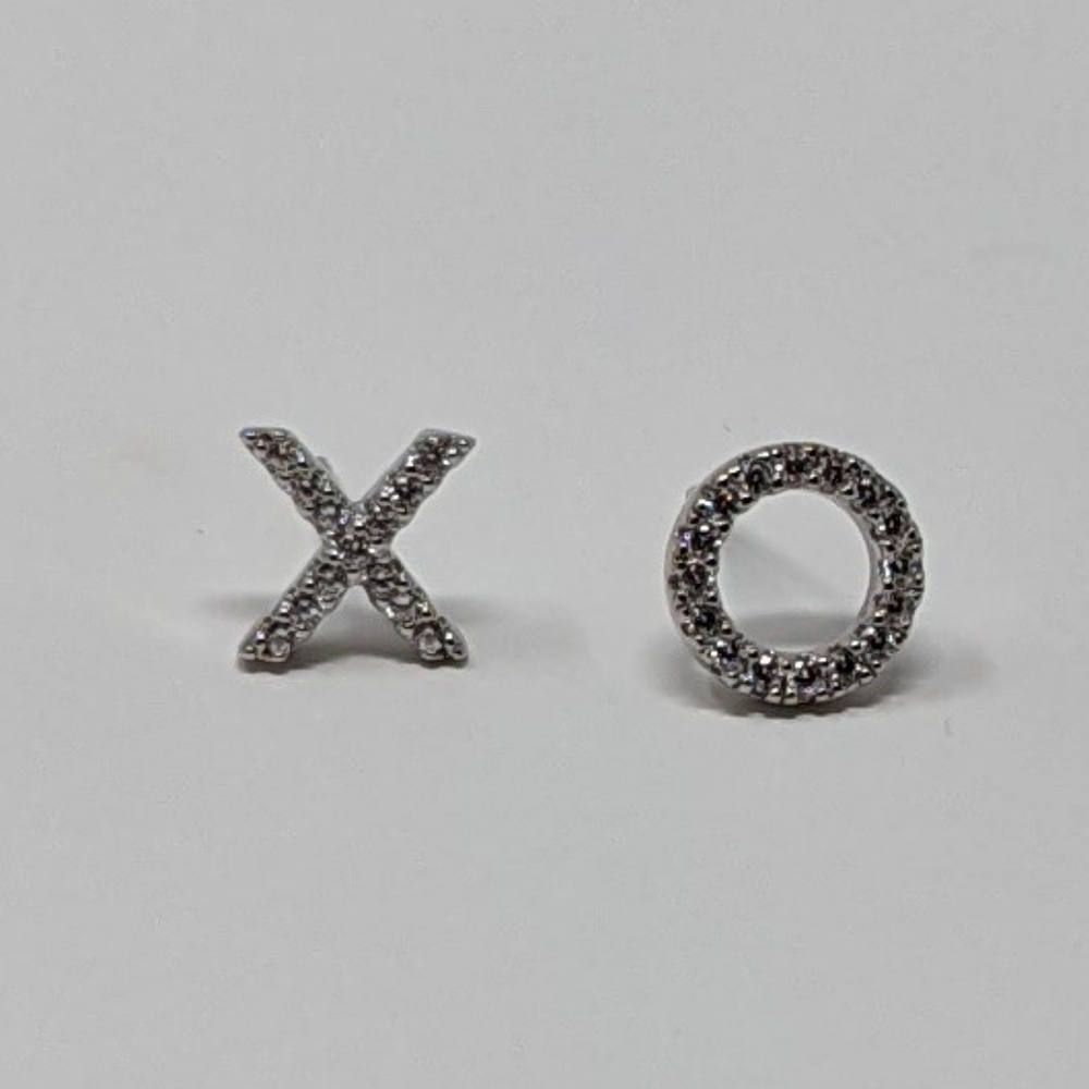 Sterling silver zircon X and O stud earrings